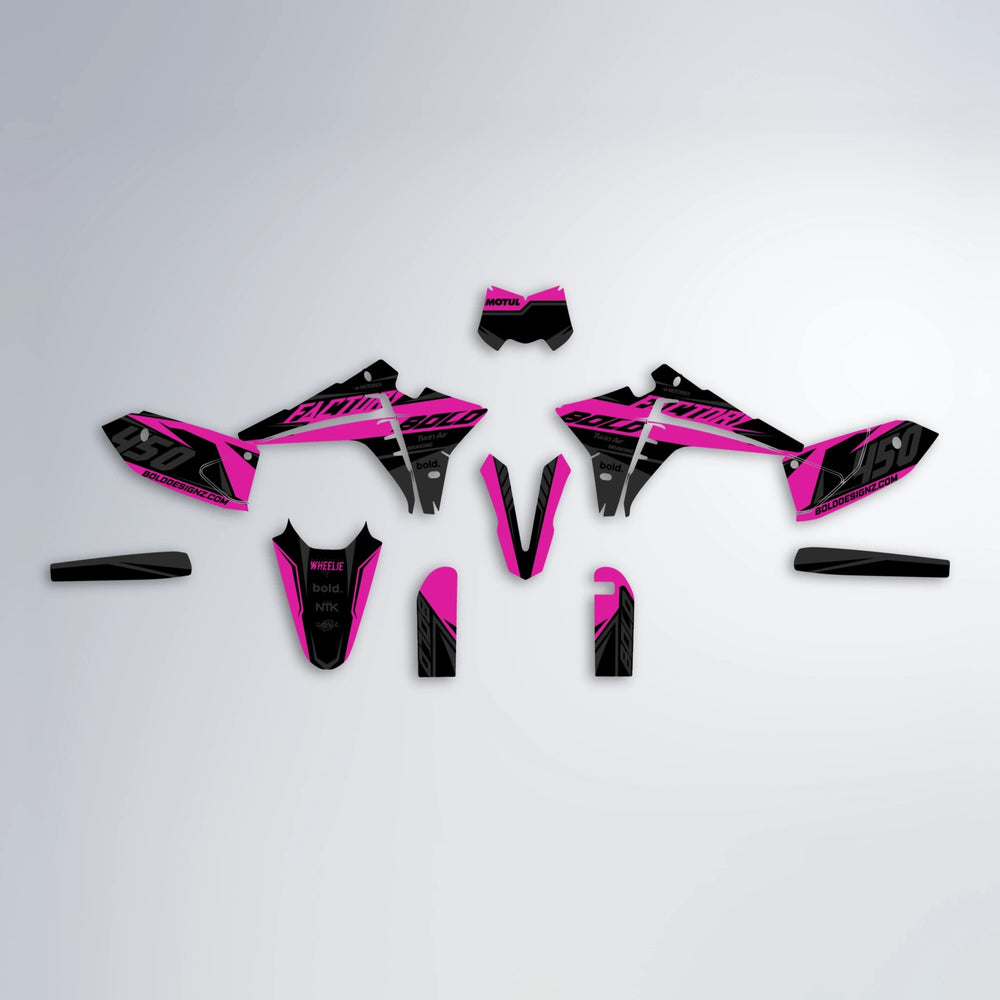 GLOBBY Fantic graphics kit parts layout in Pink
