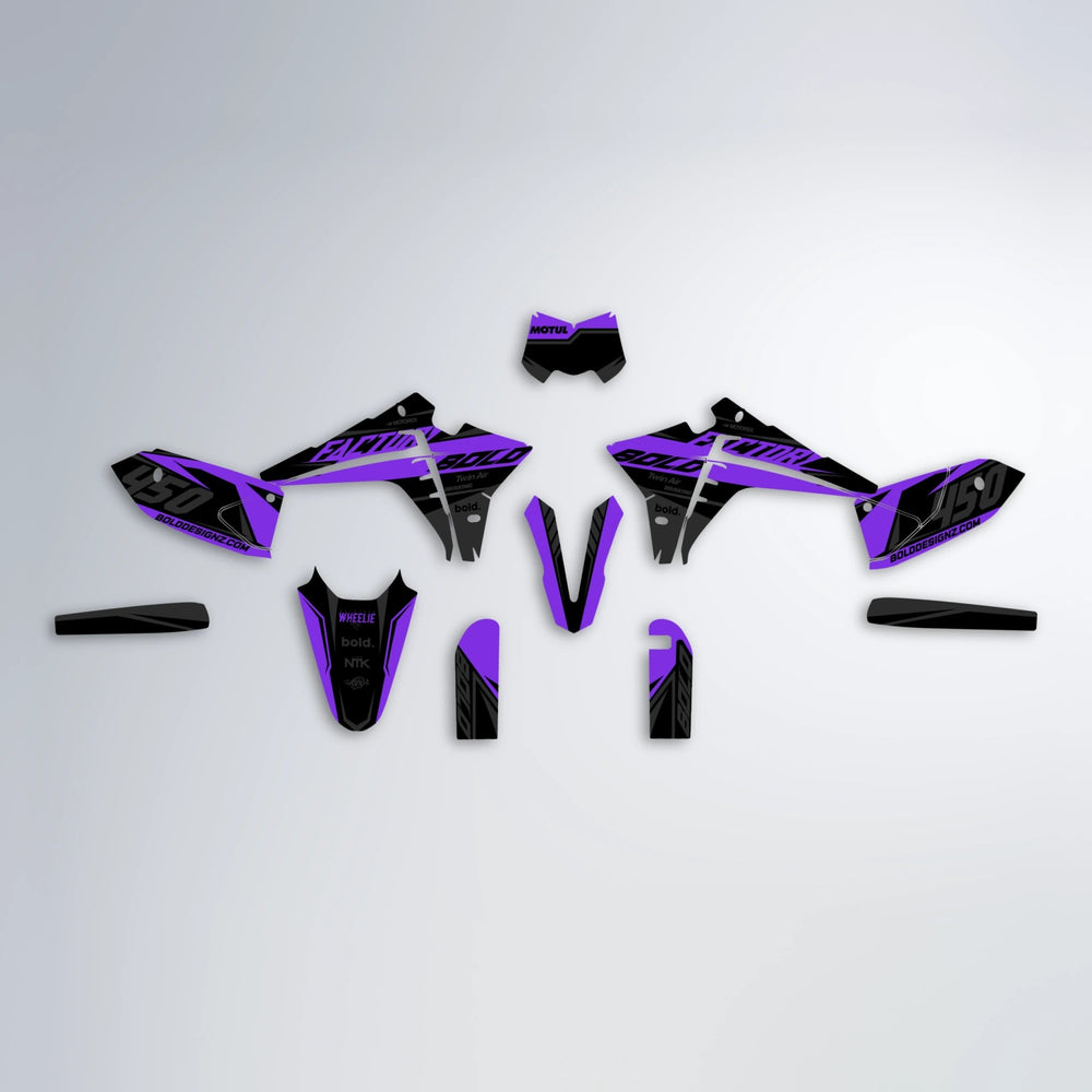 GLOBBY Fantic graphics kit parts layout in Purple
