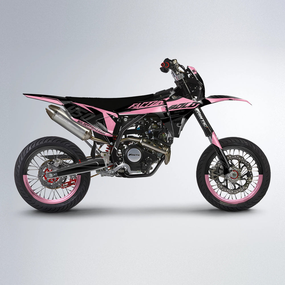 GLOBBY Fantic supermoto graphics kit in Sakura Pink