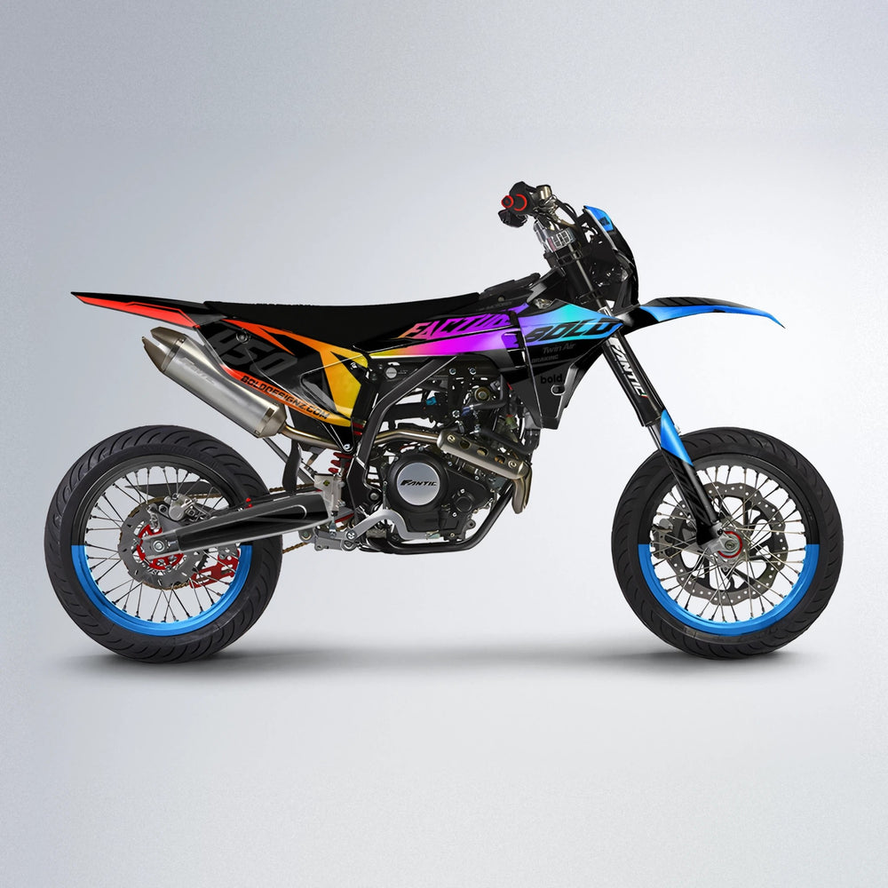 GLOBBY Fantic supermoto graphics kit in Sunset Fade