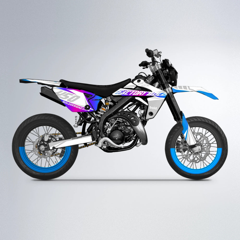 GLOBBY Rieju MRT supermoto graphics kit in Blue Purple Fade