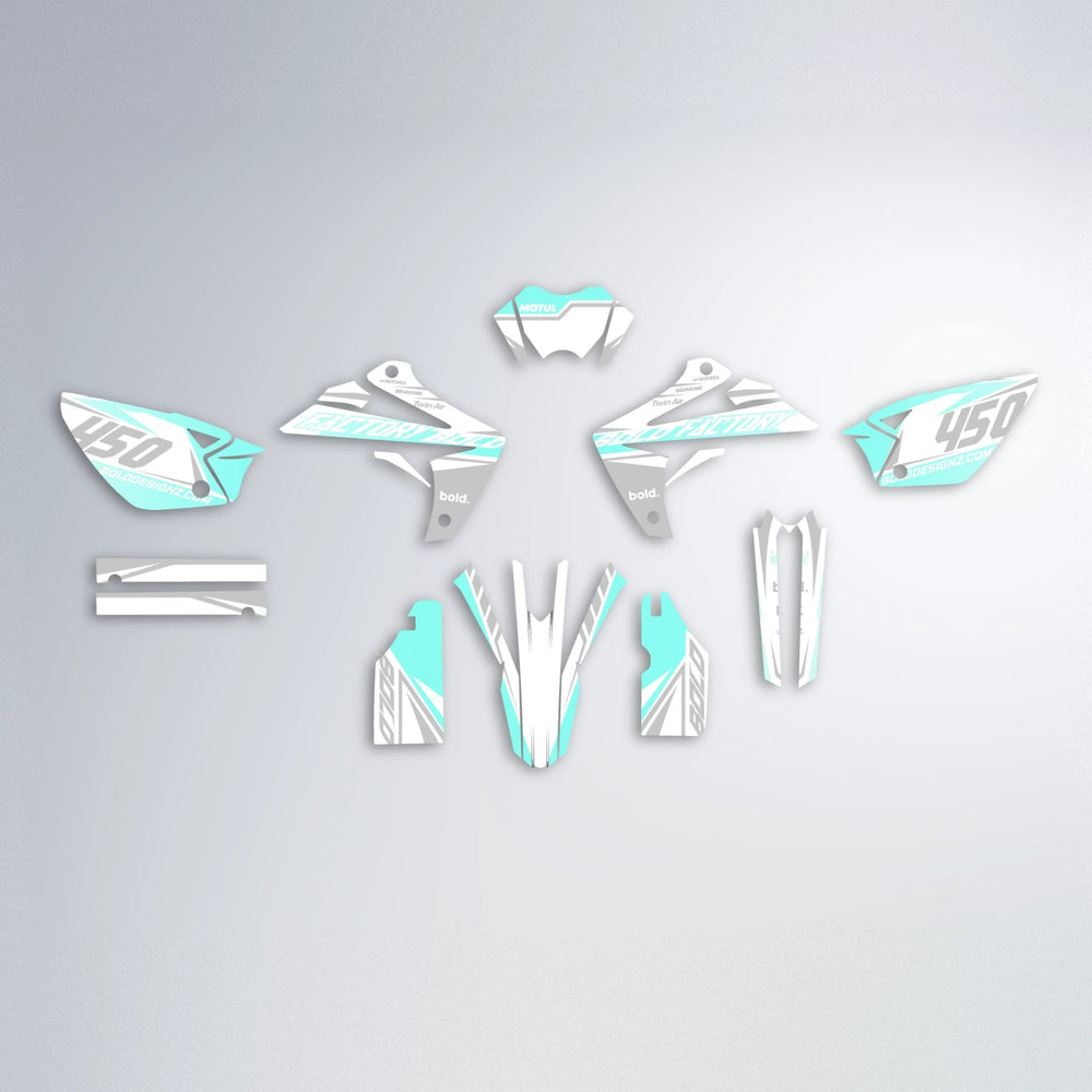 GLOBBY Rieju MRT graphics kit parts layout in Mint