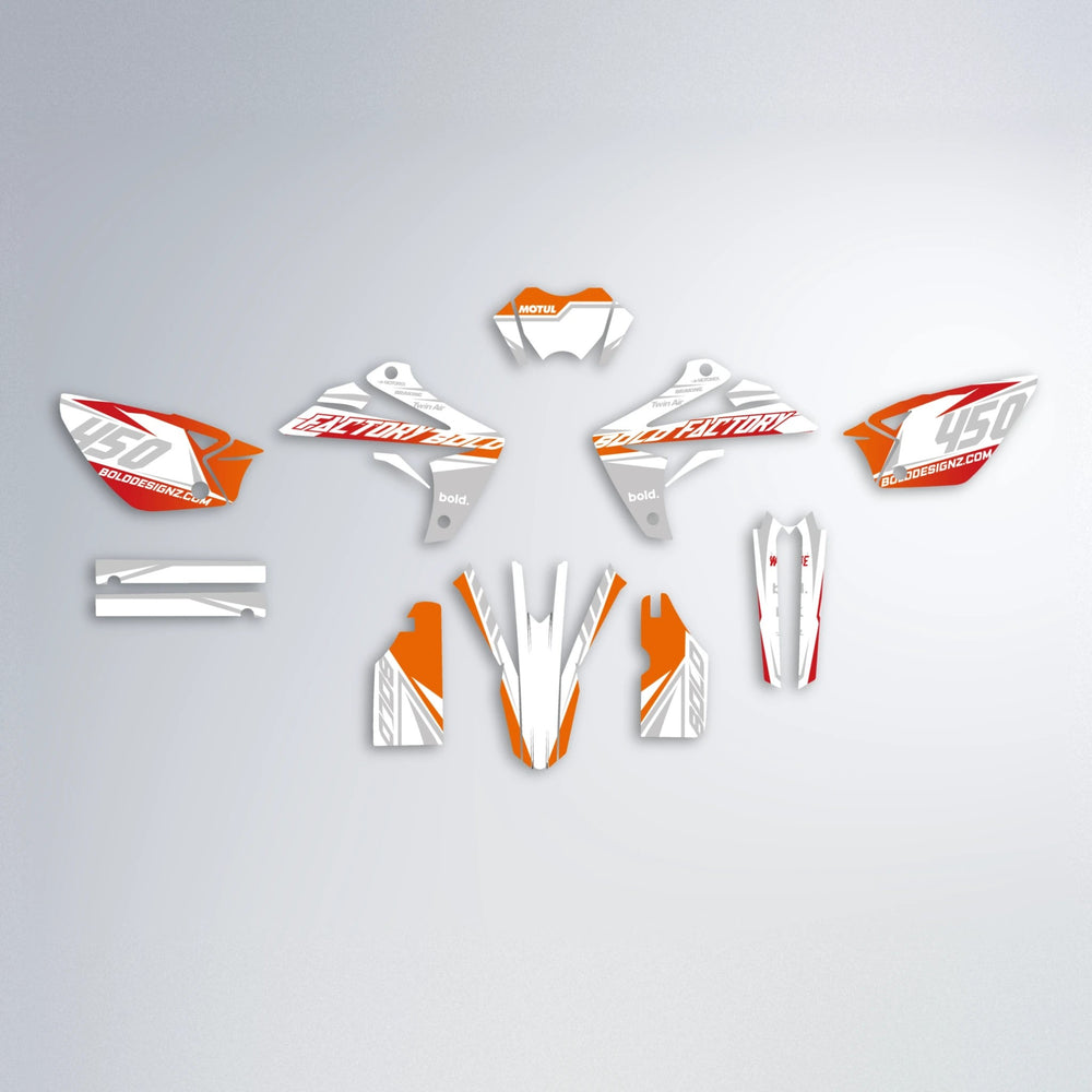 GLOBBY Rieju MRT graphics kit parts layout in Red & Orange