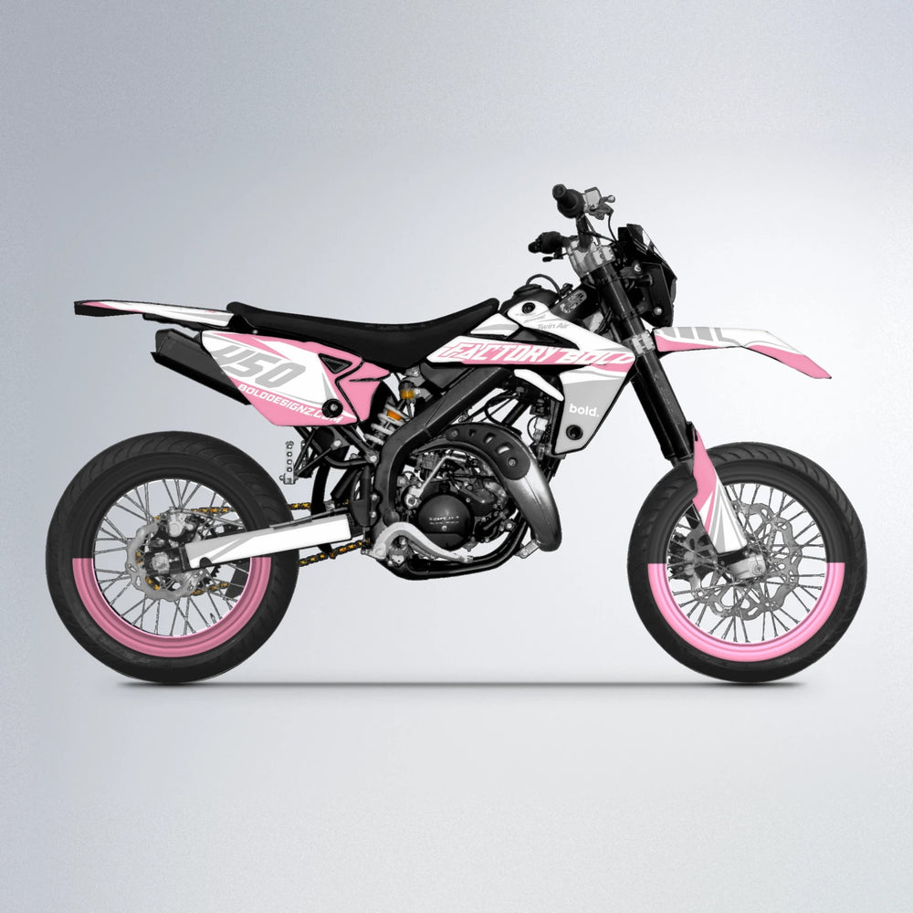 GLOBBY Rieju MRT supermoto graphics kit in Sakura Pink
