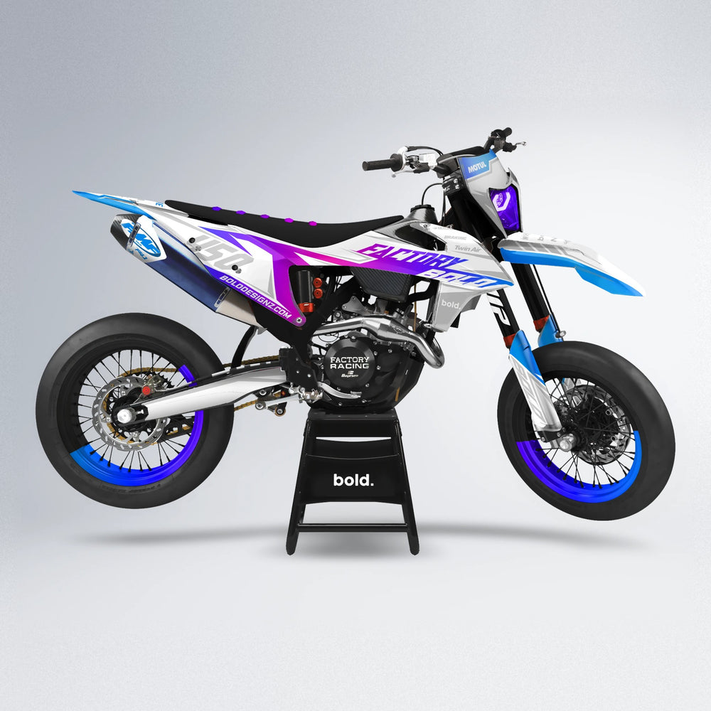 GLOBBY supermoto graphics kit in Blue Purple Fade