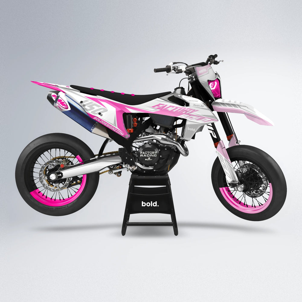 GLOBBY supermoto graphics kit in Flamingo