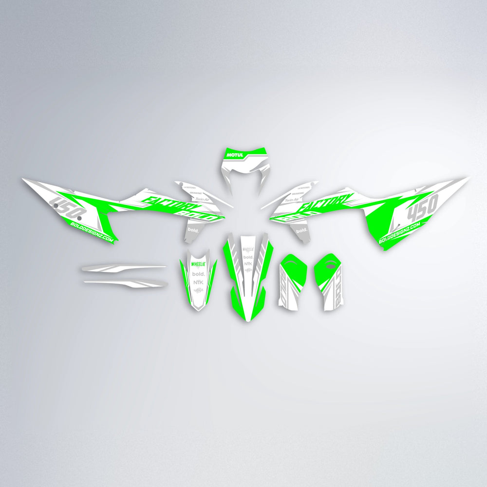 GLOBBY graphics kit parts layout in Green/White