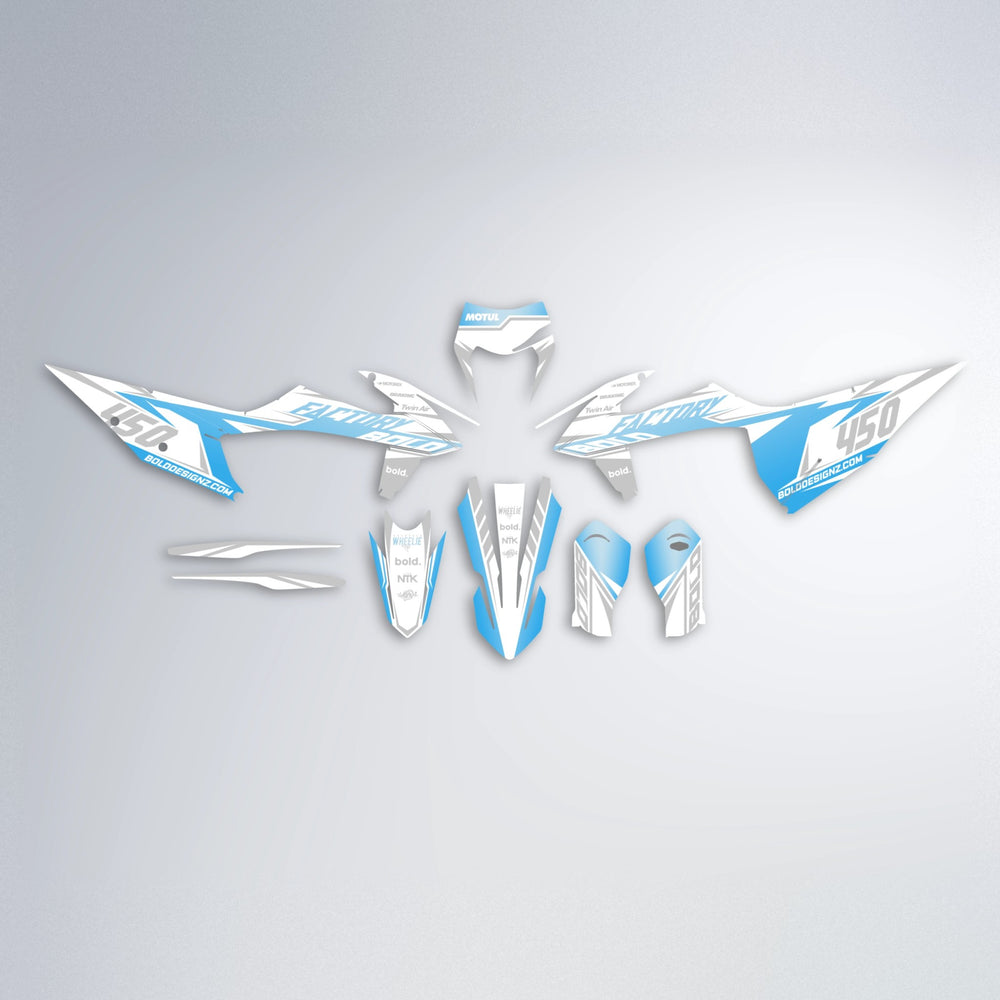 GLOBBY graphics kit parts layout in Light Blue & White