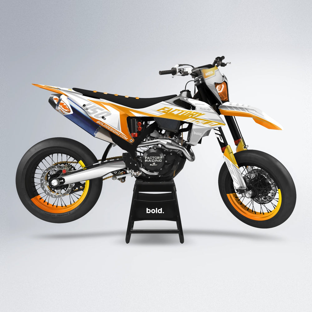 GLOBBY supermoto graphics kit in Orange & Yellow