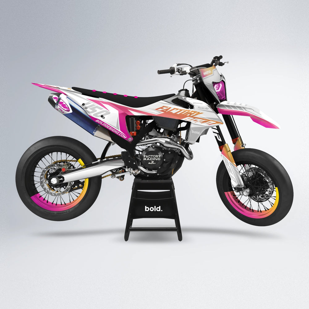 GLOBBY supermoto graphics kit in Pink & Yellow