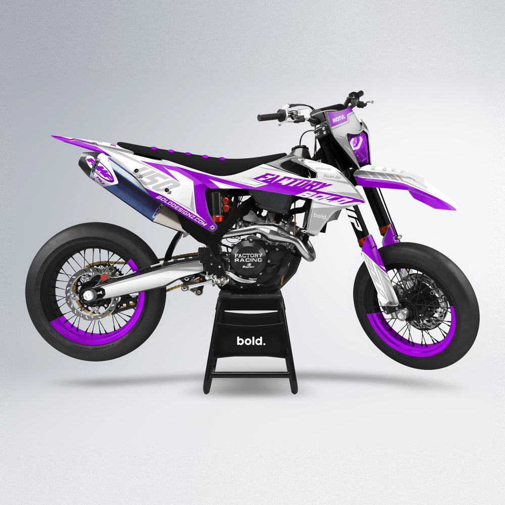GLOBBY supermoto graphics kit in Purple/White
