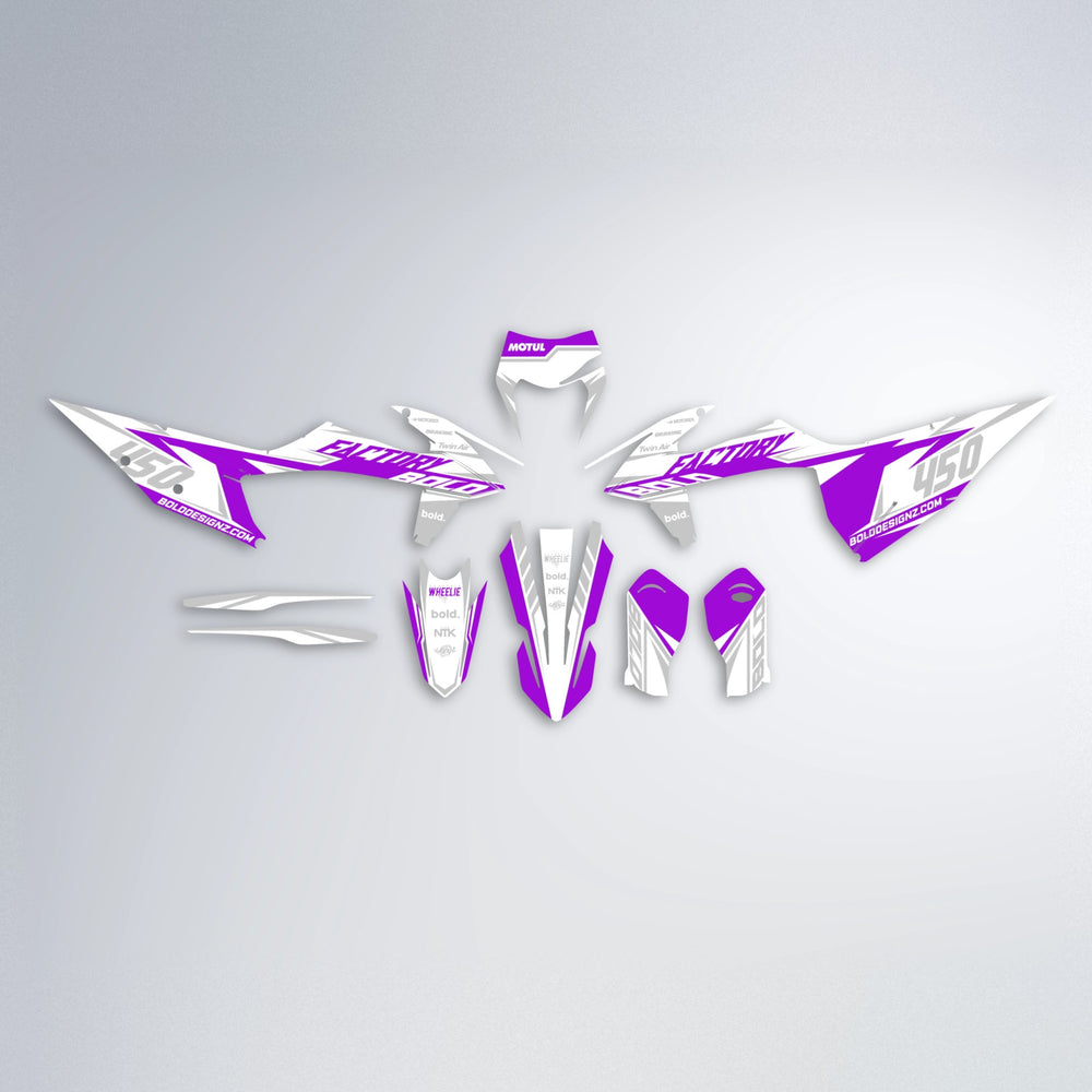 GLOBBY graphics kit parts layout in Purple/White