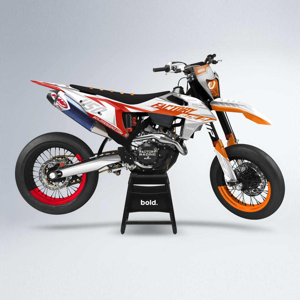 GLOBBY supermoto graphics kit in Red & Orange