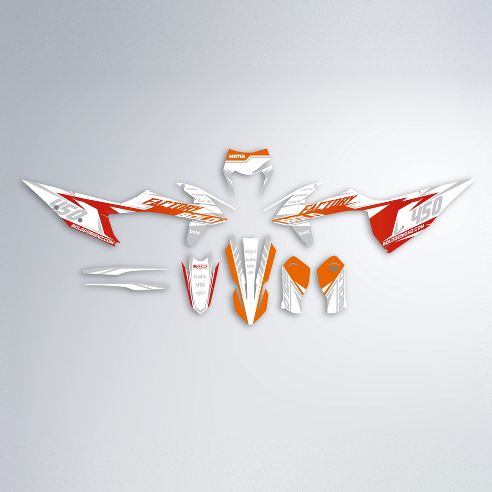 GLOBBY graphics kit parts layout in Red & Orange