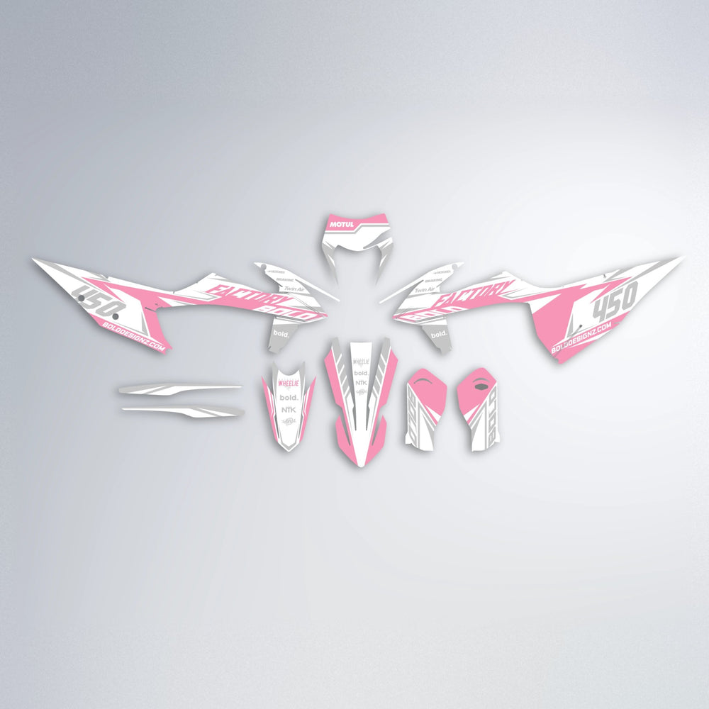 GLOBBY graphics kit parts layout in Sakura Pink