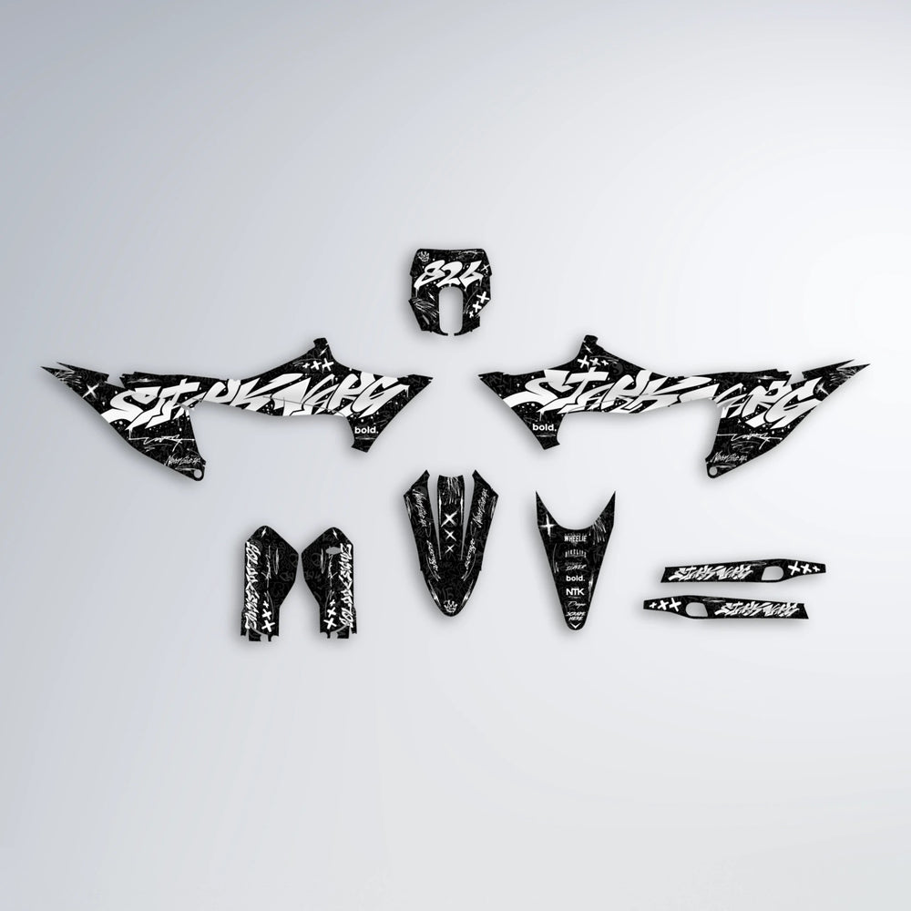 GRAFFITI Stark Varg MX graphics kit parts layout in White