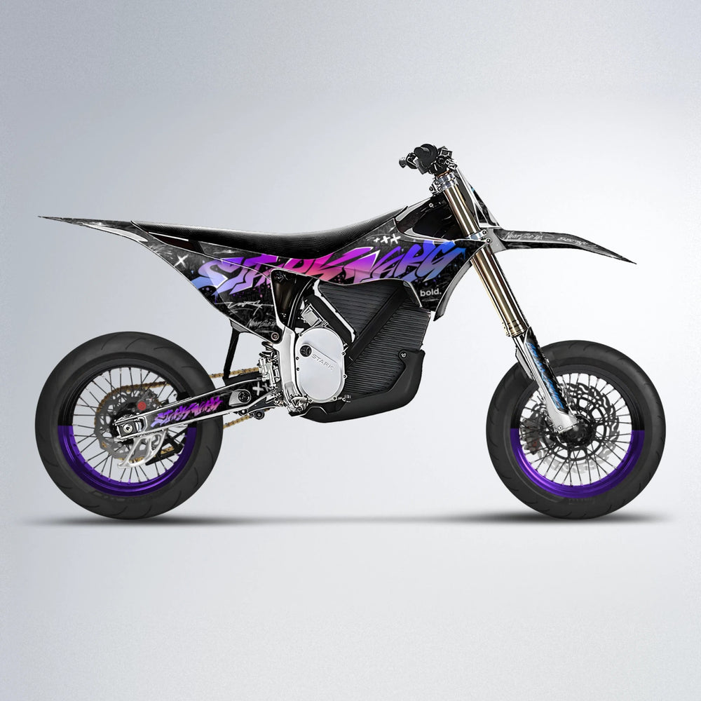 GRAFFITI Stark Varg SM supermoto graphics kit in Blue Purple Fade
