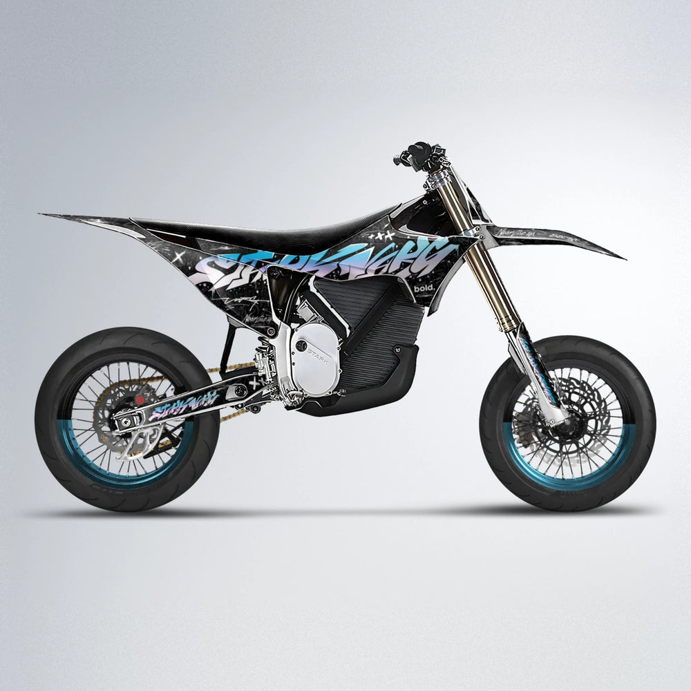GRAFFITI Stark Varg SM supermoto graphics kit in Light Blue & White