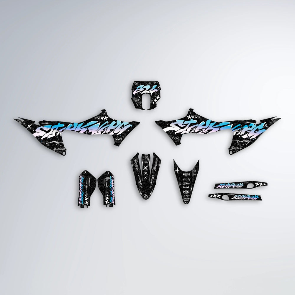 GRAFFITI Stark Varg SM graphics kit parts layout in Light Blue & White