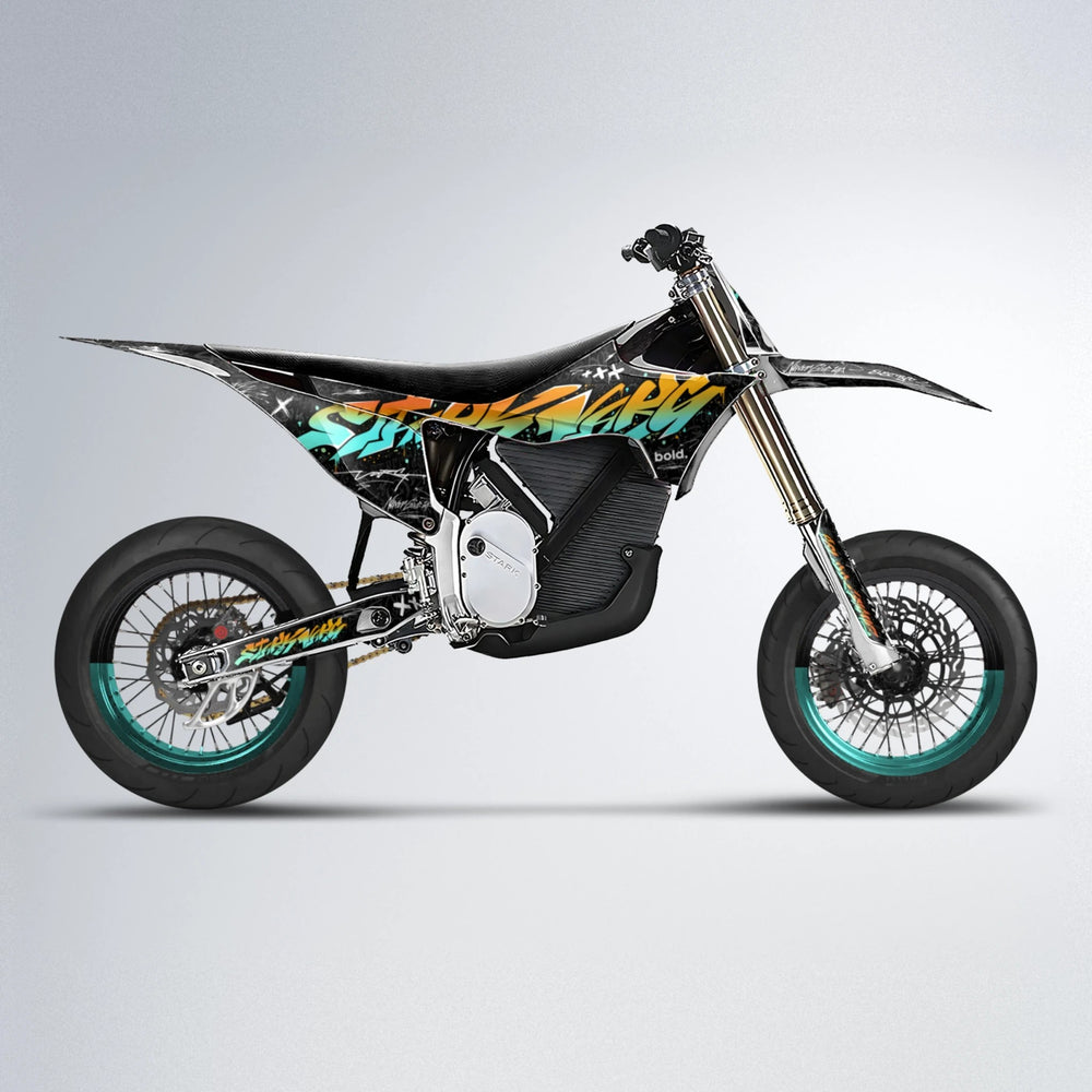 GRAFFITI Stark Varg SM supermoto graphics kit in Orange & Yellow