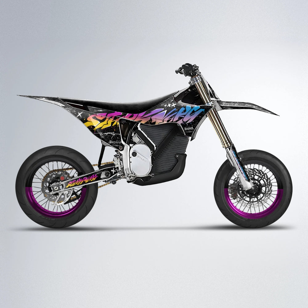 GRAFFITI Stark Varg SM supermoto graphics kit in Pink & Light Blue