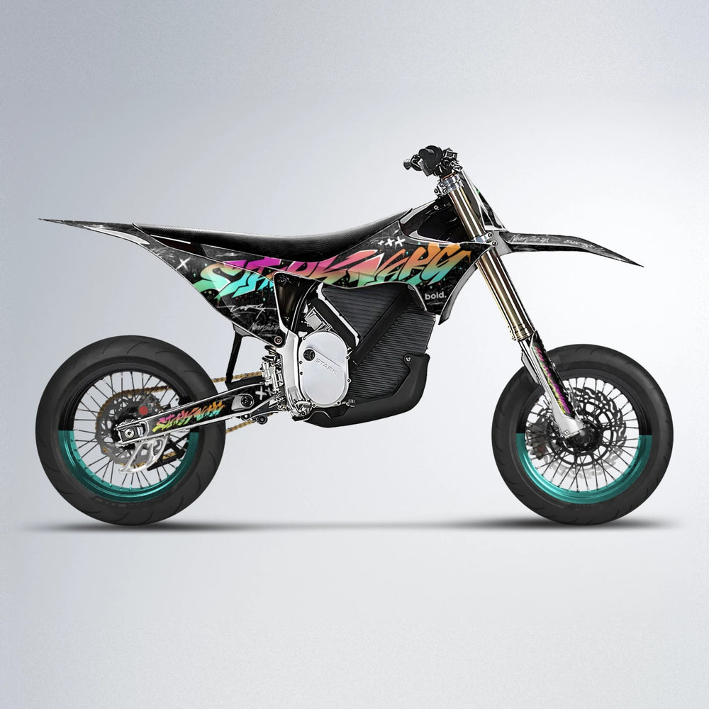 GRAFFITI Stark Varg SM supermoto graphics kit in Pink & Yellow