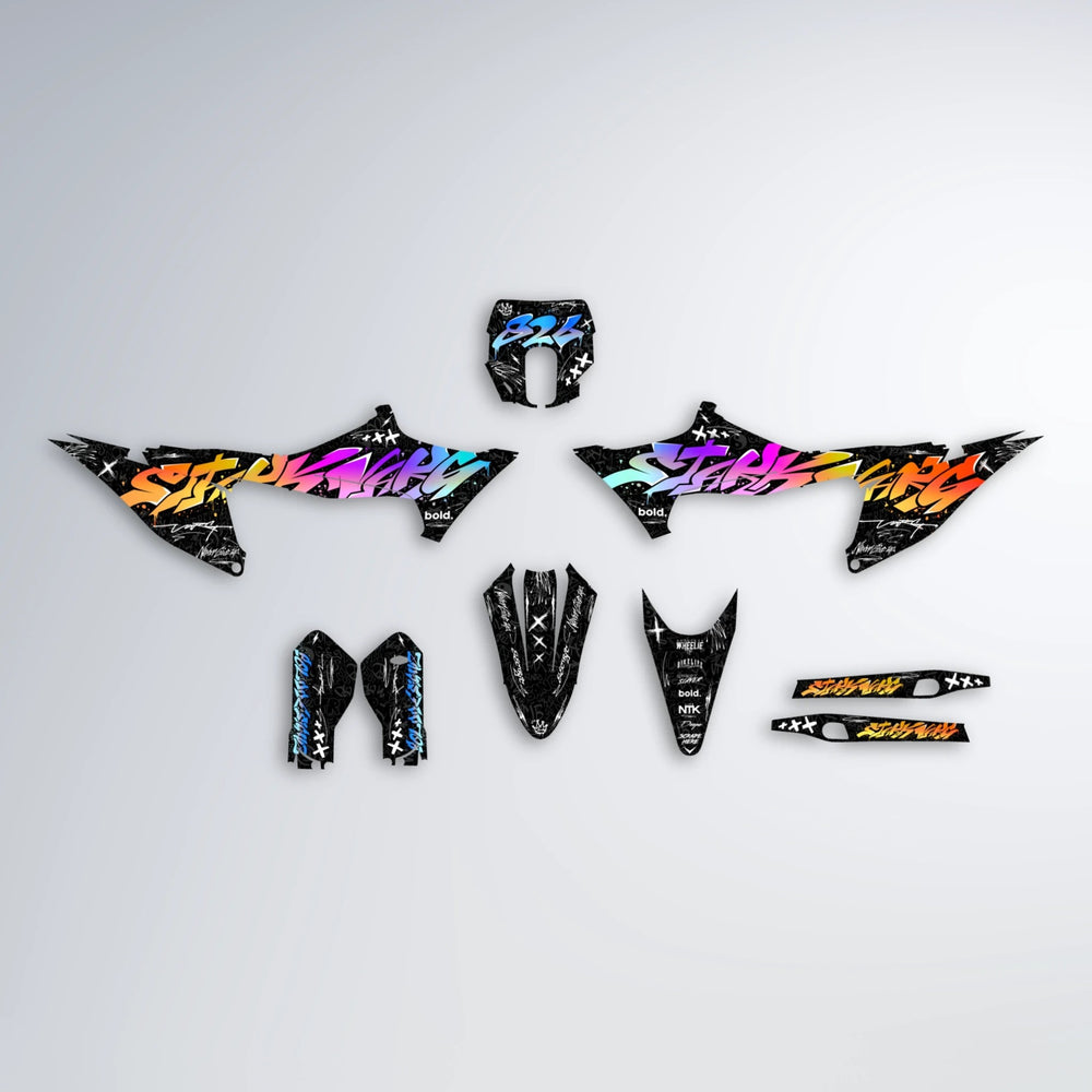 GRAFFITI Stark Varg SM graphics kit parts layout in Sunset Fade