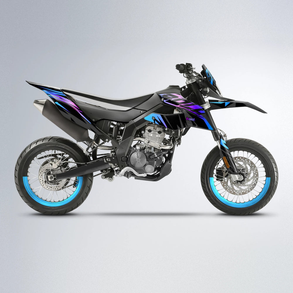 HAZE Aprilia SX 125 supermoto graphics kit in Blue Purple Fade