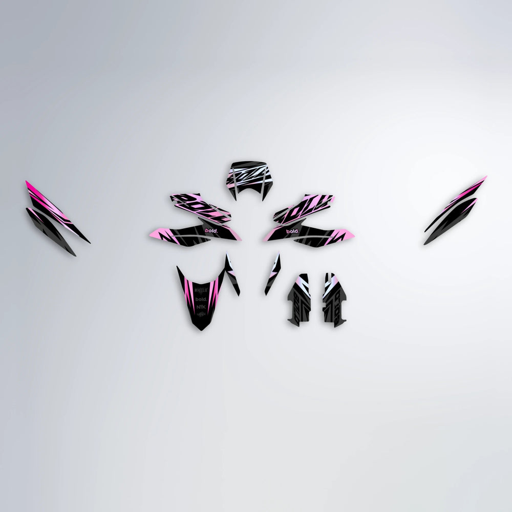 HAZE Aprilia SX 125 graphics kit parts layout in Flamingo