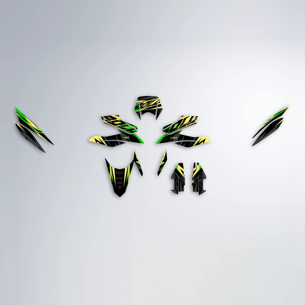 HAZE Aprilia SX 125 graphics kit parts layout in Green