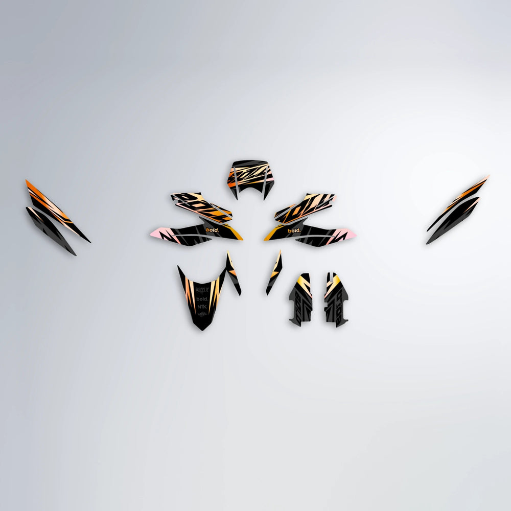 HAZE Aprilia SX 125 graphics kit parts layout in Orange & Yellow