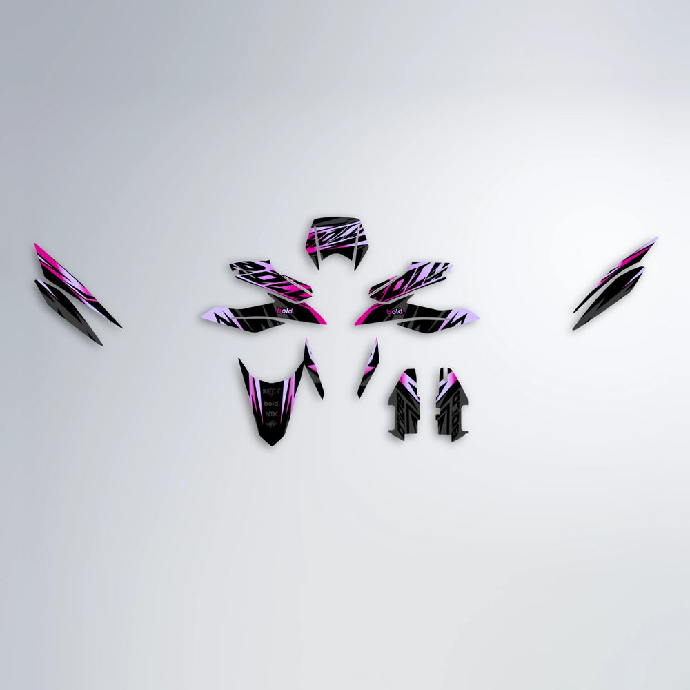 HAZE Aprilia SX 125 graphics kit parts layout in Pink