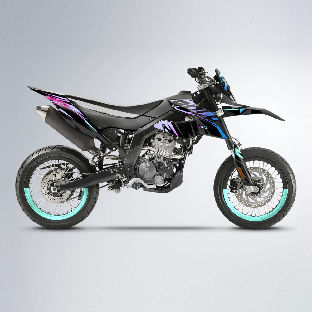 HAZE Aprilia SX 125 supermoto graphics kit in Pink & Light Blue