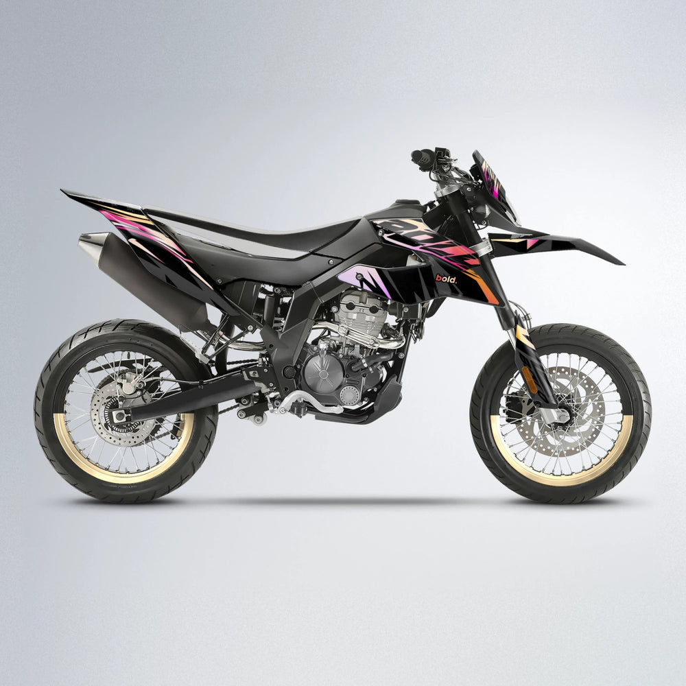 HAZE Aprilia SX 125 supermoto graphics kit in Pink & Yellow