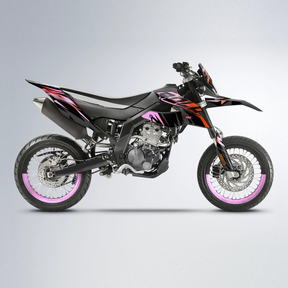 HAZE Aprilia SX 125 supermoto graphics kit in Red & Orange