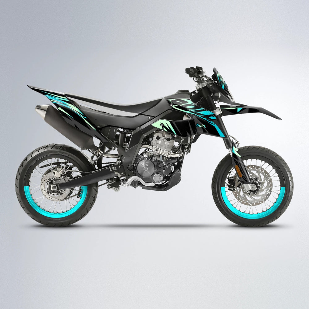HAZE Aprilia SX 125 supermoto graphics kit in Teal