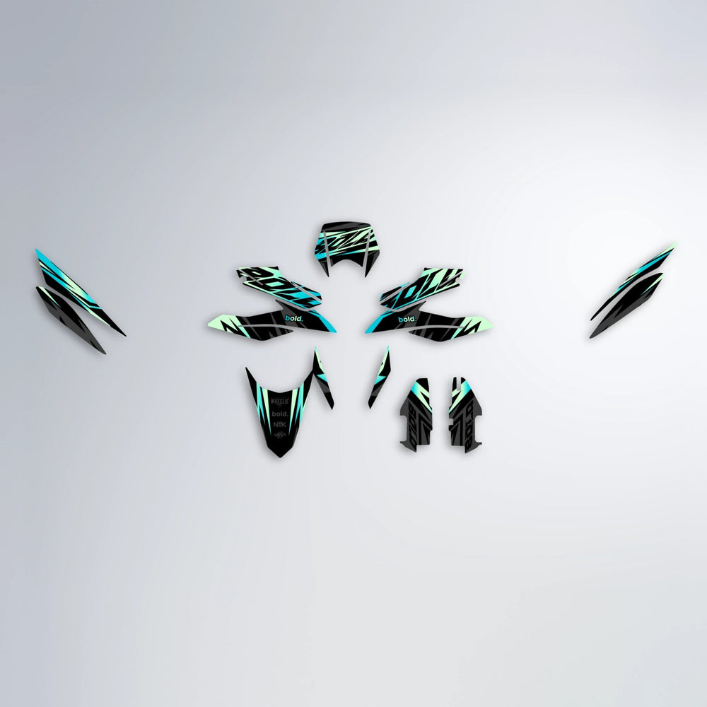 HAZE Aprilia SX 125 graphics kit parts layout in Teal