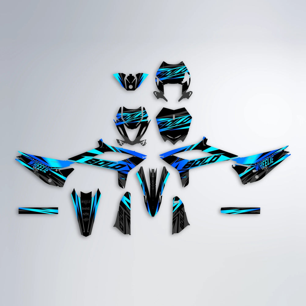 HAZE Beta graphics kit parts layout in Blue