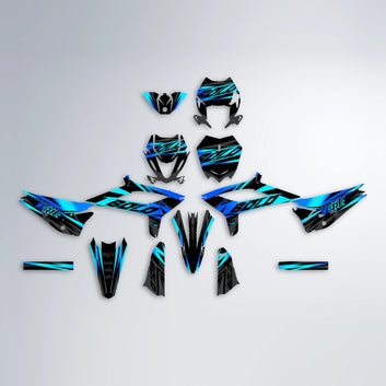 HAZE Beta graphics kit parts layout in Blue