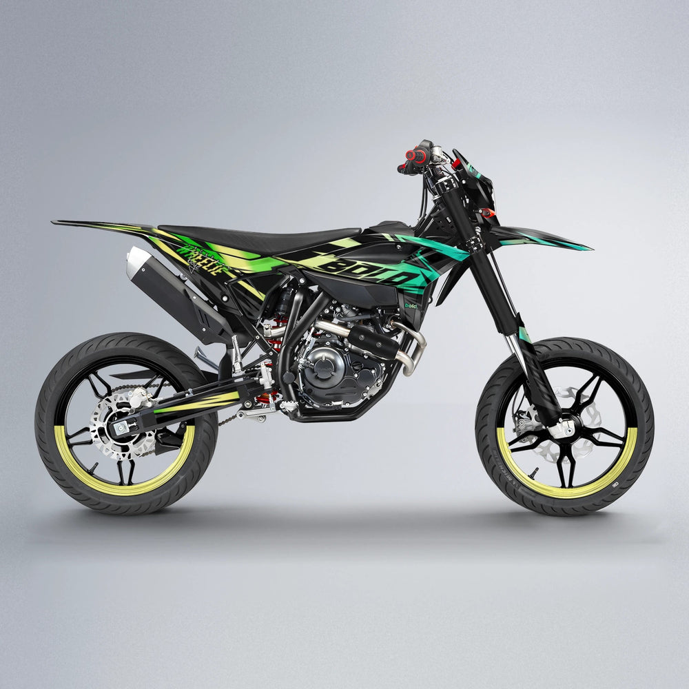 HAZE Beta supermoto graphics kit in Cyan & Green