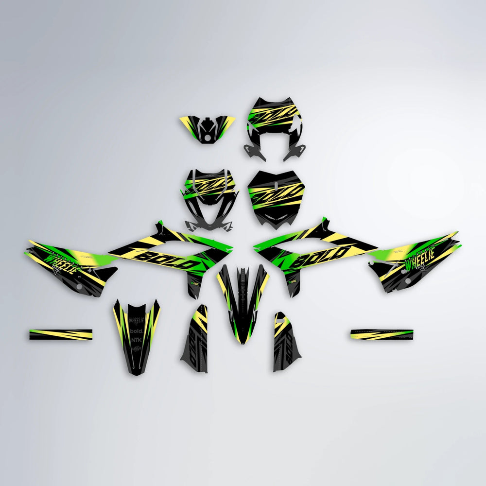 HAZE Beta graphics kit parts layout in Green