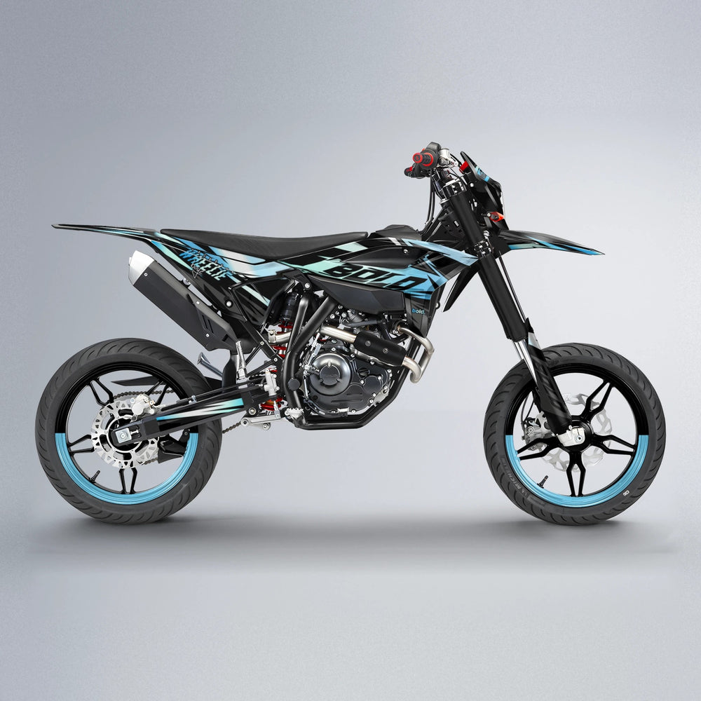 HAZE Beta supermoto graphics kit in Light Blue & White