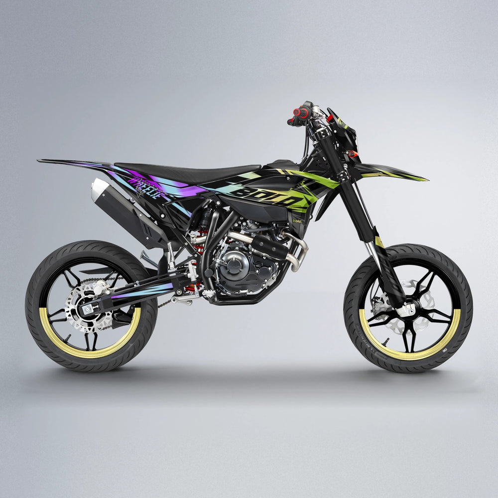 HAZE Beta supermoto graphics kit in Purple & Yellow