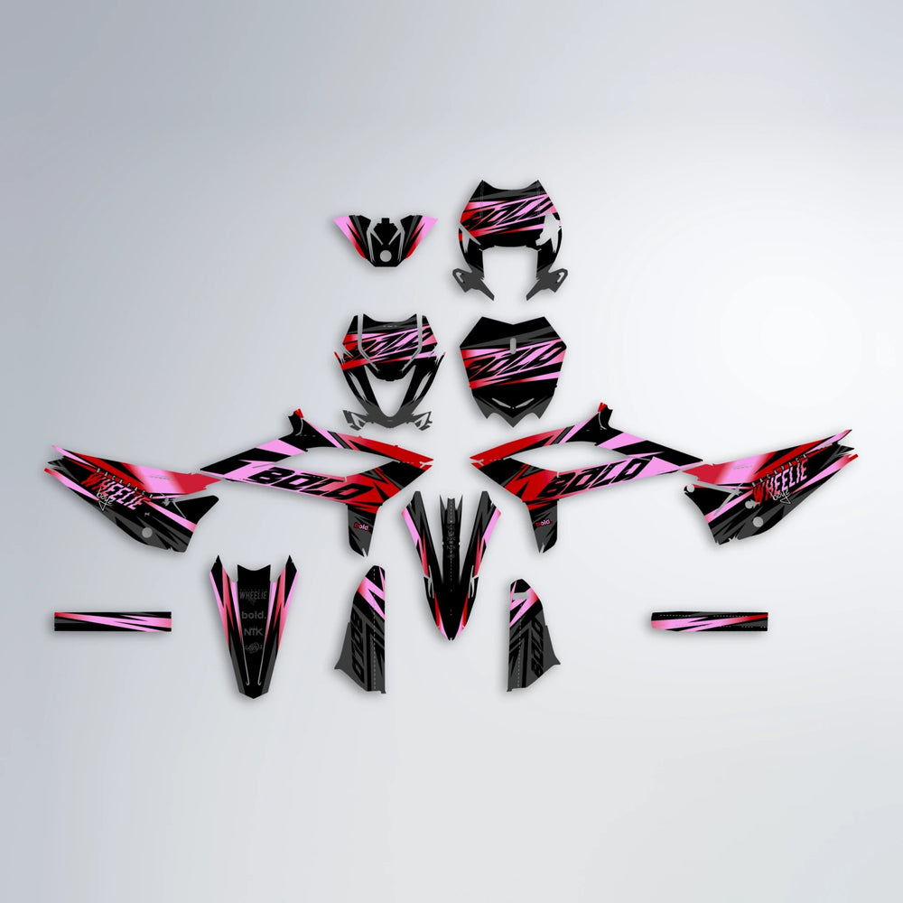 HAZE Beta graphics kit parts layout in Red