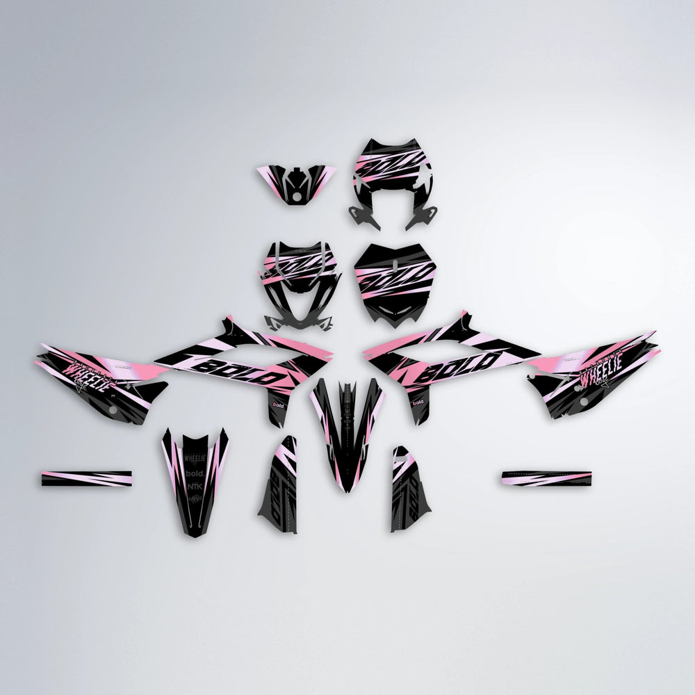 HAZE Beta graphics kit parts layout in Sakura Pink