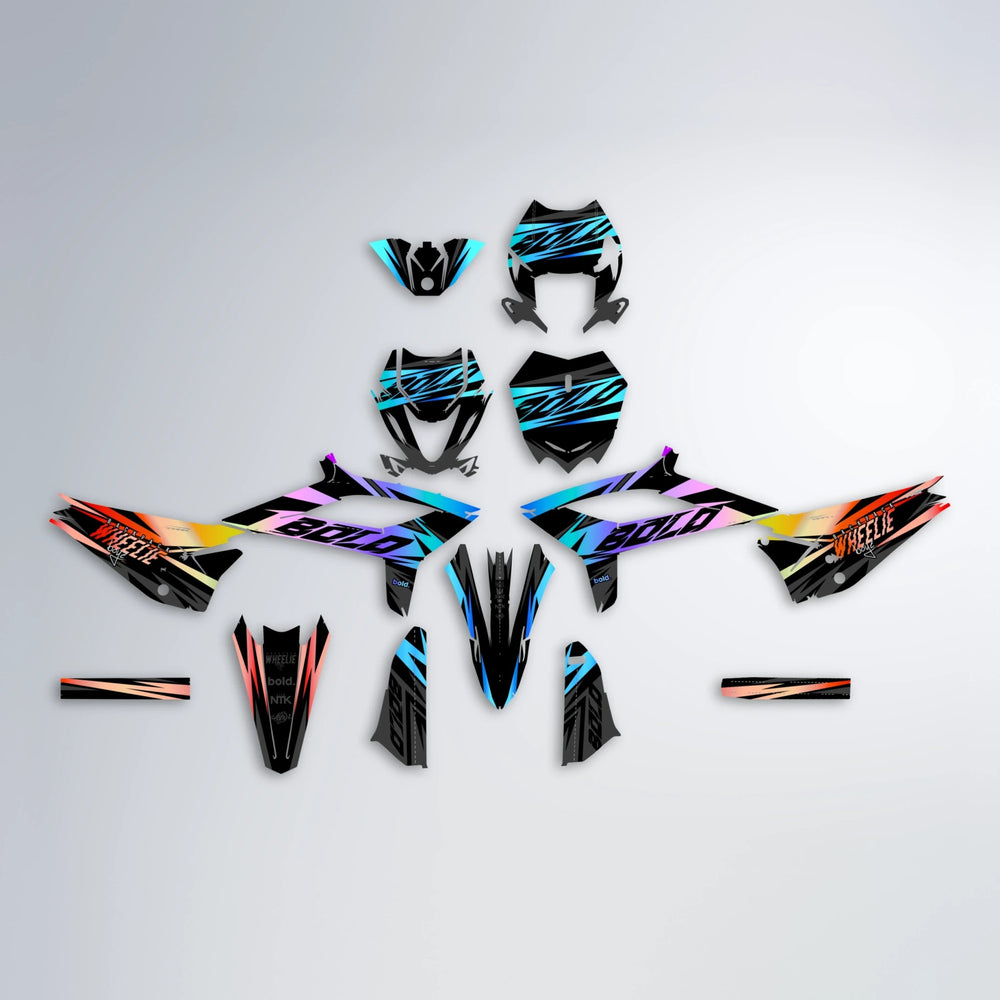 HAZE Beta graphics kit parts layout in Sunset Fade