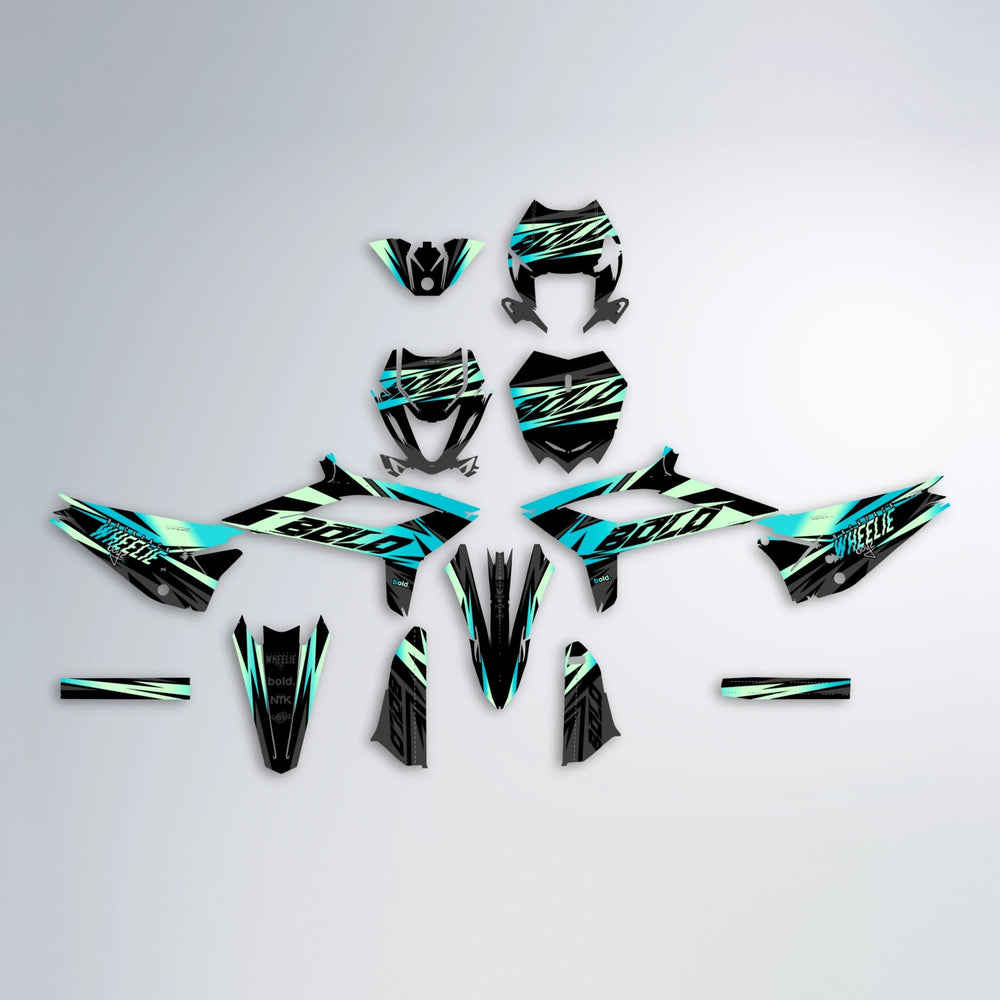 HAZE Beta graphics kit parts layout in Teal