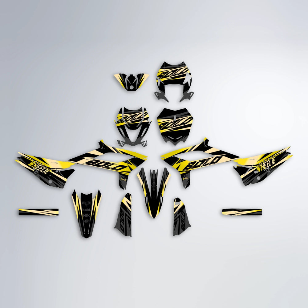 HAZE Beta graphics kit parts layout in Yellow