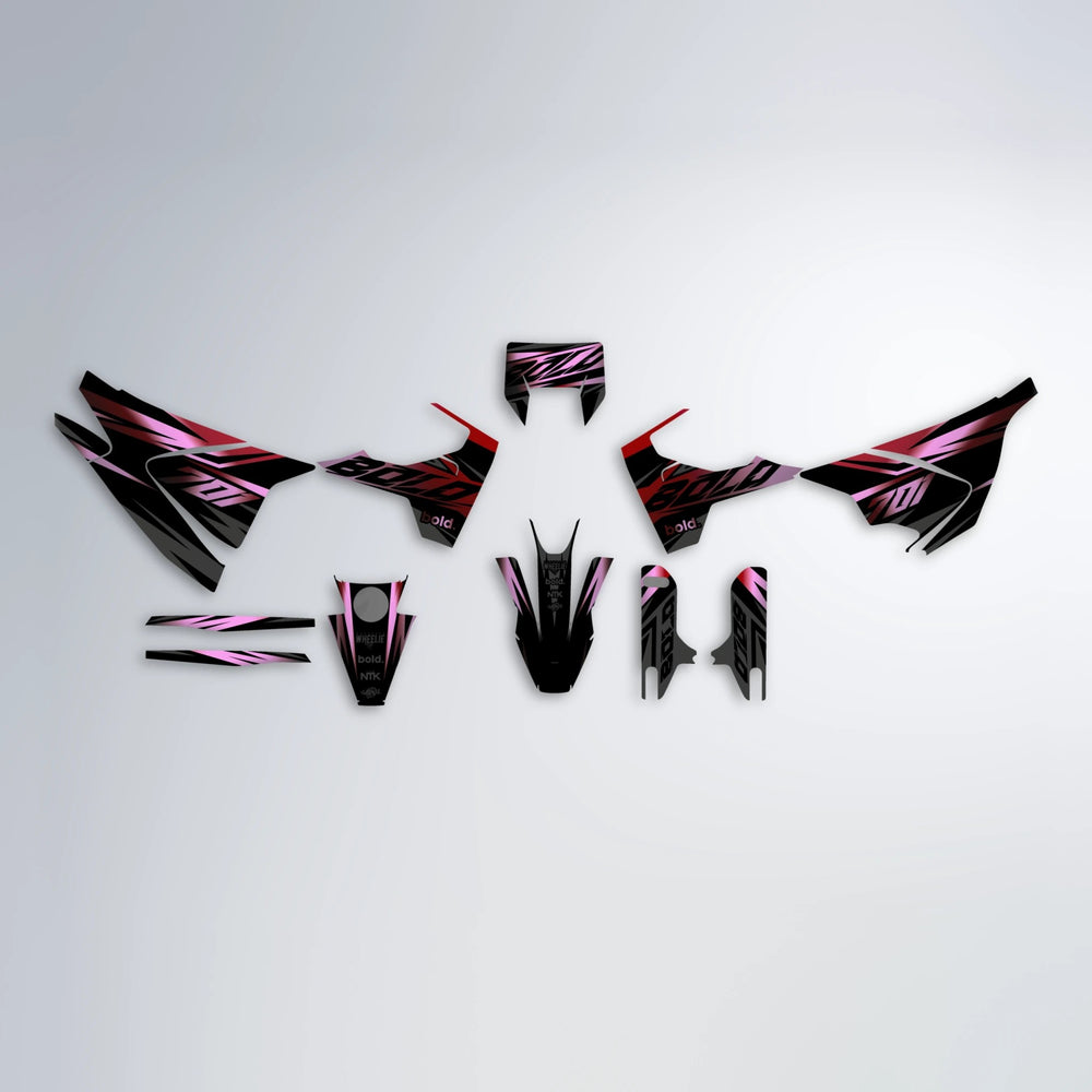 HAZE Husqvarna 701 graphics kit parts layout in Black & Red