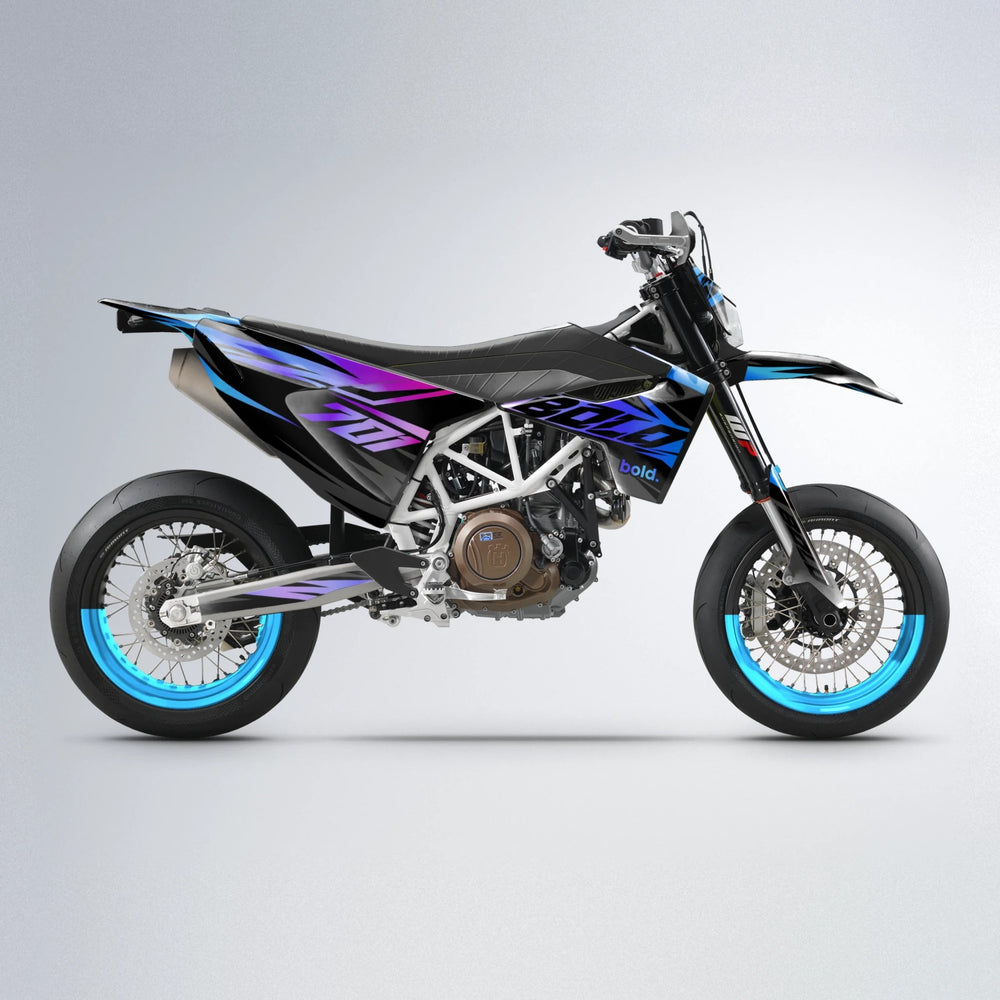 HAZE Husqvarna 701 supermoto graphics kit in Blue Purple Fade